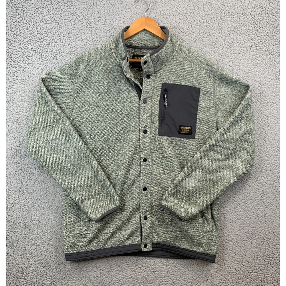 Men's Burton Hearth Fleece Button Up Polartec Shirt - Heather Green Sz Large